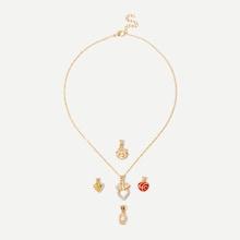 Romwe Hollow Flower Detail Detachable Necklace 5pcs