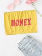 Romwe Letter Print Off Shoulder Cami