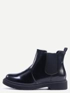 Romwe Black Round Toe Ankle Boots
