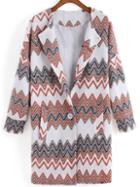 Romwe Lapel Single Button Zigzag Coat