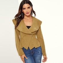 Romwe Shawl Collar Asymmetrical Hem Coat