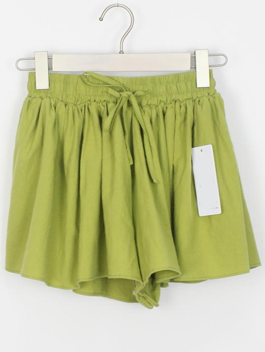 Romwe Drawstring Wide Leg Green Shorts