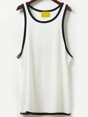 Romwe White Contrast Trim Letter Print Drop Armhole Tank Top