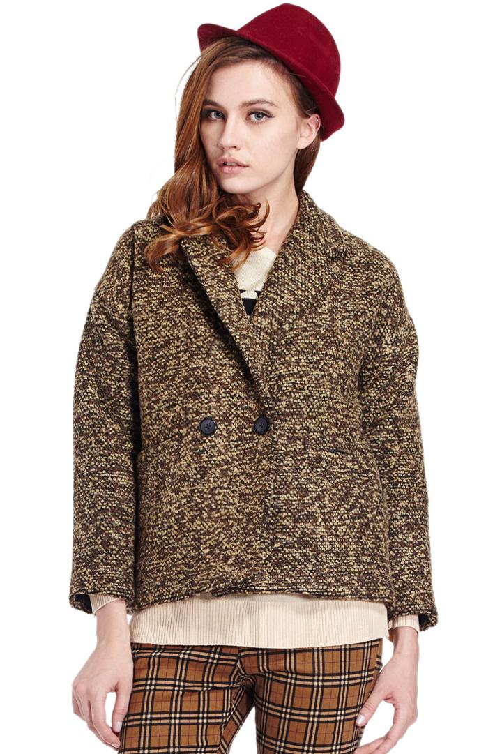 Romwe Classic Style Green Woolen Coat