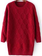 Romwe Diamondback Split Side Burgundy Sweater Dress