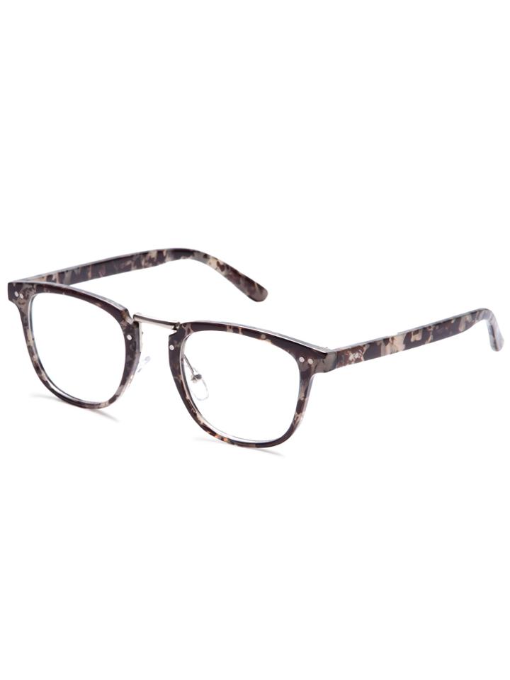 Romwe Grey Tortoise Frame Clear Lens Glasses