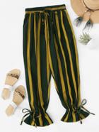 Romwe Fluted Hem Striped Drawstring Pants
