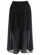Romwe Elastic Waist Chiffon Black Skirt