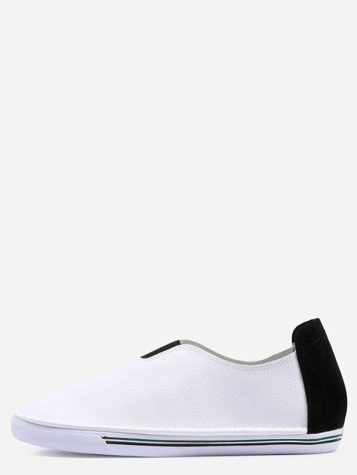 Romwe Faux Leather Round Toe Sneakers