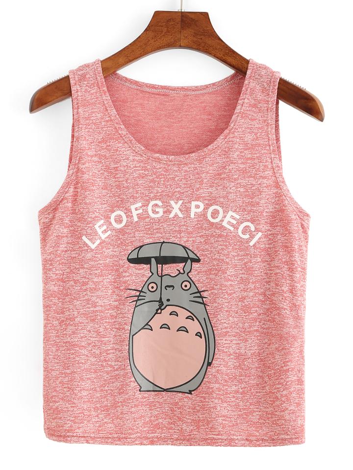 Romwe Cartoon Print Tank Top