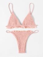 Romwe Frill Detail Ruched Bikini Set
