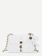 Romwe Quilted Crossbody Chain Bag With Bow Tie