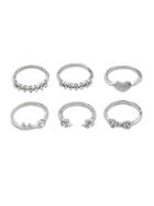 Romwe Silver Multi-element Ring Six-piece