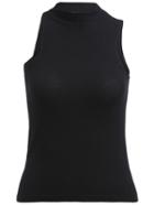 Romwe Black Stand Collar Ribbed Vest