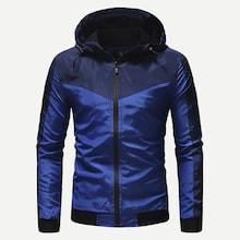 Romwe Men Contrast Panel Windbreaker Hooded Jacket
