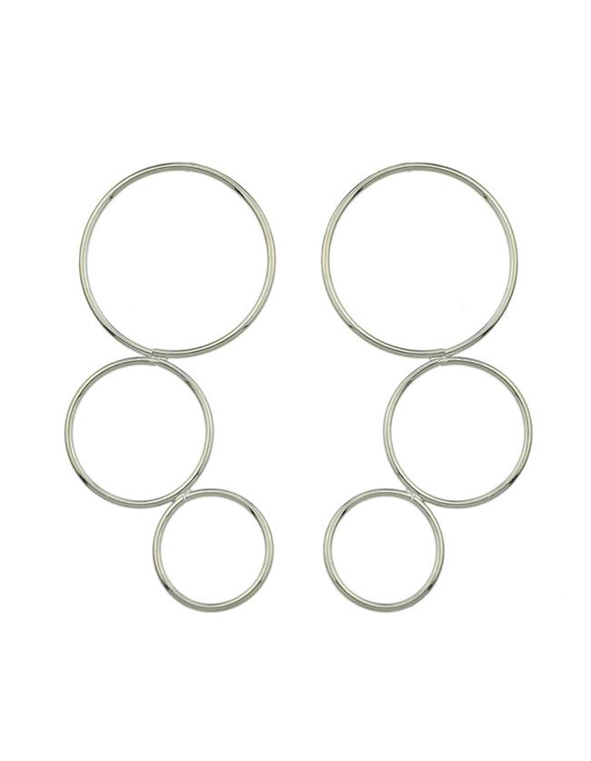 Romwe Silver Long Circle Earrings