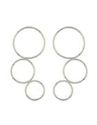 Romwe Silver Long Circle Earrings