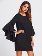 Romwe Exaggerate Bell Sleeve Buttoned Keyhole Dress