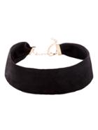 Romwe Black Suede Simple Wide Choker Necklace