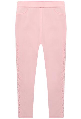 Romwe Lace Elastic Crop Pink Pant