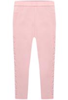 Romwe Lace Elastic Crop Pink Pant