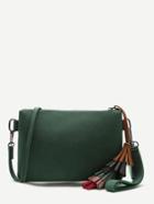 Romwe Green Tassel Detail Clutch Bag With Strap