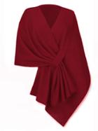 Romwe Waterfall Collar High Low Red Top