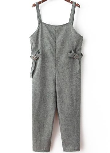 Romwe Straps Vintage Grey Jumpsuit