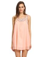 Romwe Pink Poplin Sleeveless Tribal Embroidered Dress