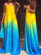 Romwe Halter Strap Ombre Maxi Dress