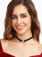 Romwe Black Ring Accent Velvet Choker