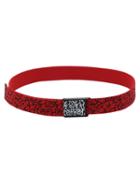 Romwe Abstract Print Flip-top Buckle Red Canvas Belt