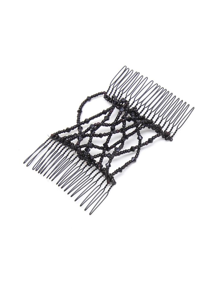 Romwe Random Color Beaded Design Hair Comb 1pcs