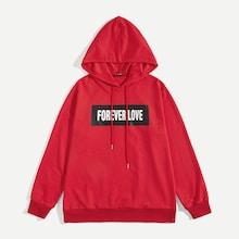 Romwe Men Letter Print Color-block Hoodie