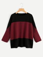 Romwe Bawting Sleeve Color Block T-shirt