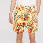 Romwe Guys Drawstring Waist Floral Fence Print Shorts