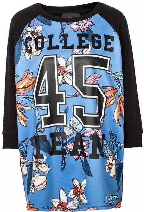 Romwe Color-block Floral Print Loose T-shirt