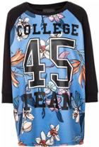 Romwe Color-block Floral Print Loose T-shirt