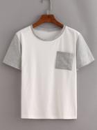 Romwe Contrast Short Sleeve Pocket T-shirt