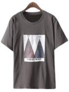 Romwe Brown Short Sleeve Print Casual T-shirt