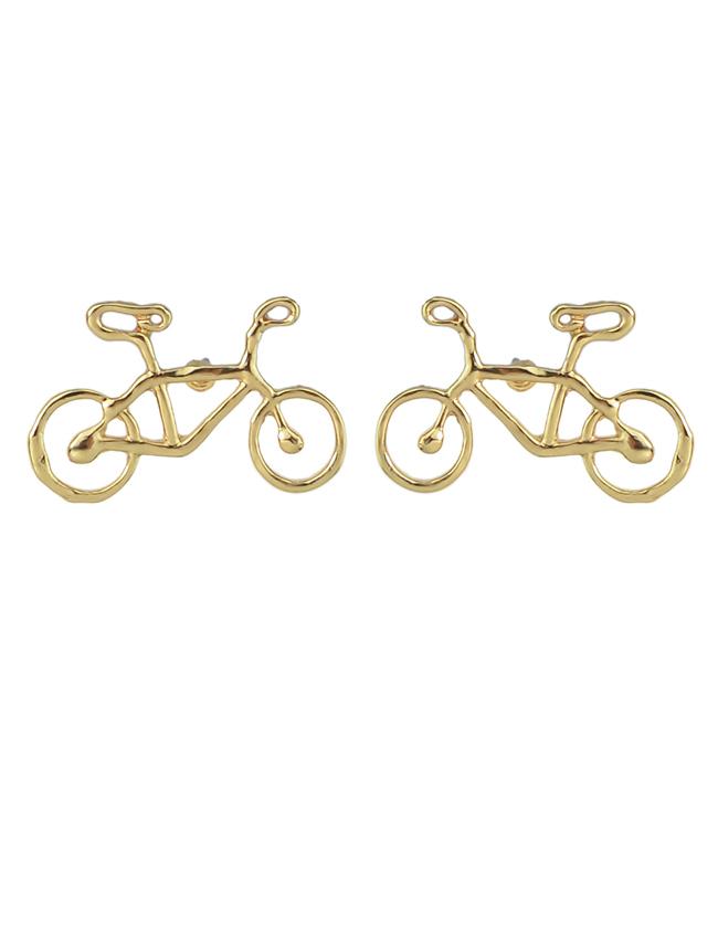 Romwe Gold Vivid Bike Shaped Fancy Stud Earrings