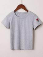 Romwe Grey Flower Embroidery T-shirt