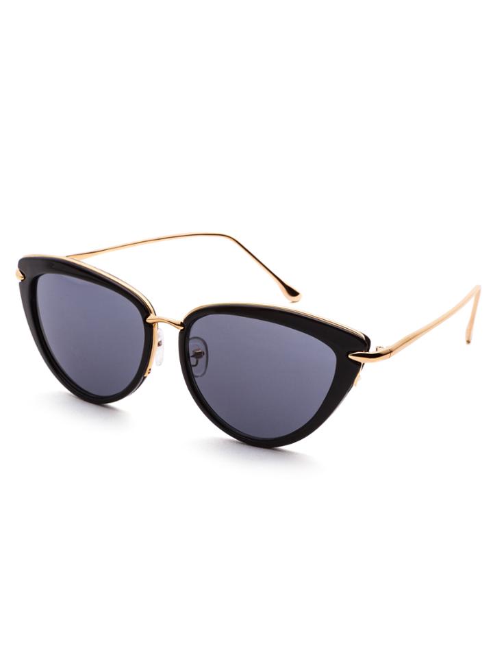 Romwe Black Frame Gold Arm Sunglasses