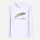 Romwe Men Feather And Letter Print Tee