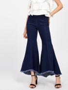 Romwe Raw Hem Bell-bottoms Jeans