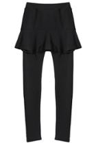 Romwe Flouncing Elastic Black Skirt Legging