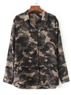 Romwe Camouflage Print High Low Blouse