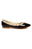 Romwe Rivets Pointed-toe Flat Shoes