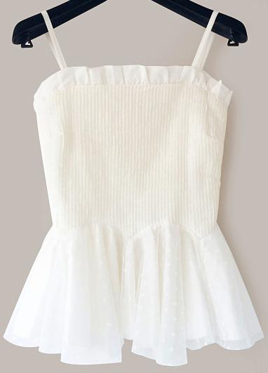 Romwe Spaghetti Strap Peplum Hem Chiffon Cami Top