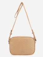 Romwe Apricot Faux Leather Quilted Crossbody Bag